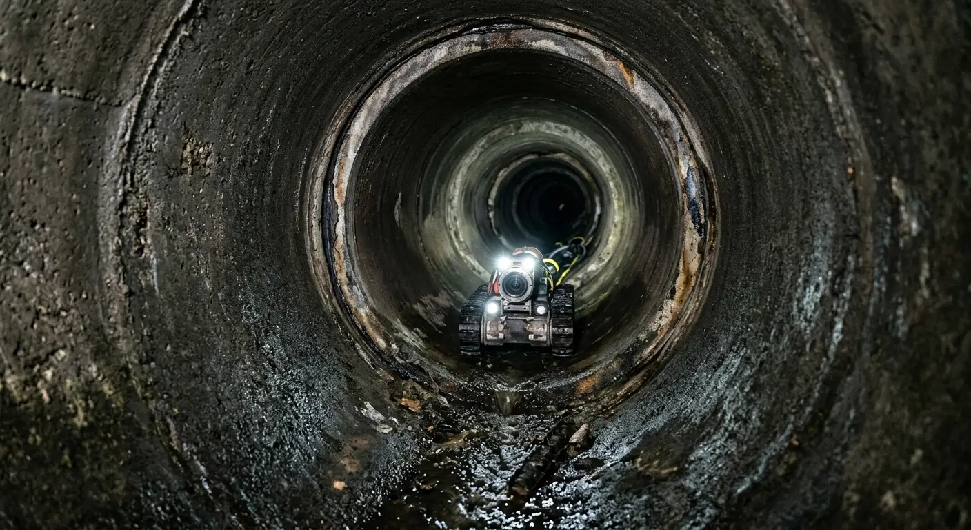Robotic sewer camera inspecting pipe interior for Sewer Line Repair in Dunbar